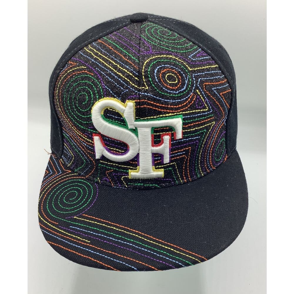 Leader Sports SF San Francisco Hat Frisco Black Rainbow Embroidery Fitted XL